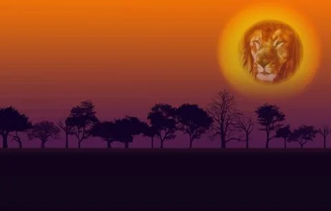 Africa nature sunset vector Stock Illustration