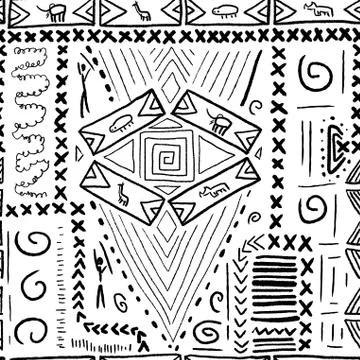 Africa pattern - aboriginal style seamless background. Vector illustration. Illustrazione stock
