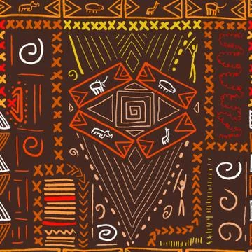 Africa pattern - aboriginal style seamless background. Vector illustration. Illustrazione stock