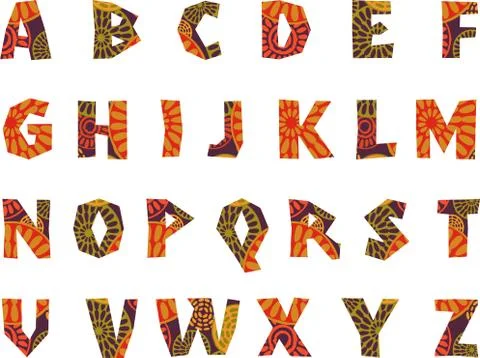 Africa - patterned alphabet Illustrazione stock