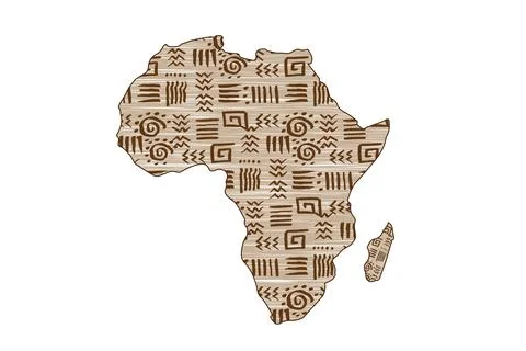 Africa patterned map and frame ethnic motifs. Banner tribal Stock Illustration