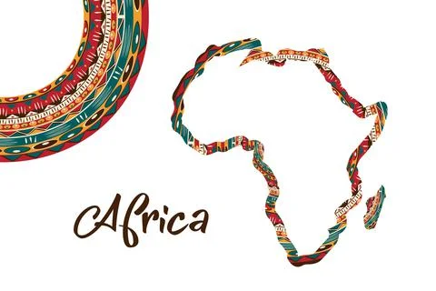 Africa patterned map. Banner with tribal traditional grunge African pattern Illustrazione stock