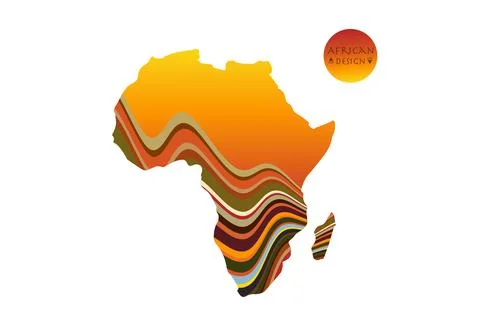 Africa patterned map with ethnic sunset landscape. Logo Banner, tribal colors Illustrazione stock