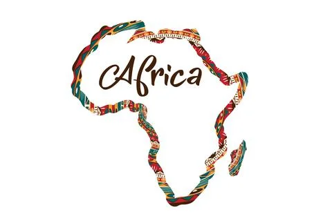 Africa patterned map silhouette. Banner with tribal traditional African pattern Illustrazione stock