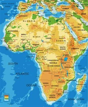 Africa-physical map Stock Illustration