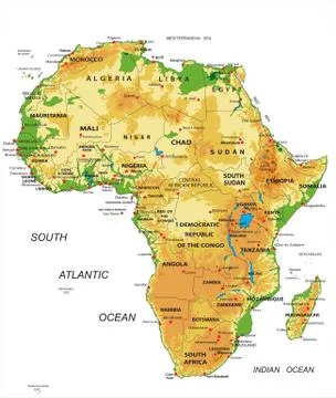 Africa-physical map Stock Illustration
