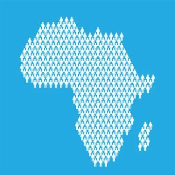 Africa population. Statistic map made from stick figure people Stock Illustration