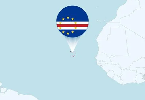Africa with selected Cape Verde map and Cape Verde flag icon. Stock Illustration