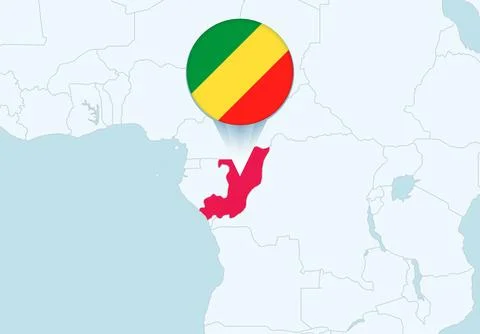 Africa with selected Congo map and Congo flag icon. Stock Illustration