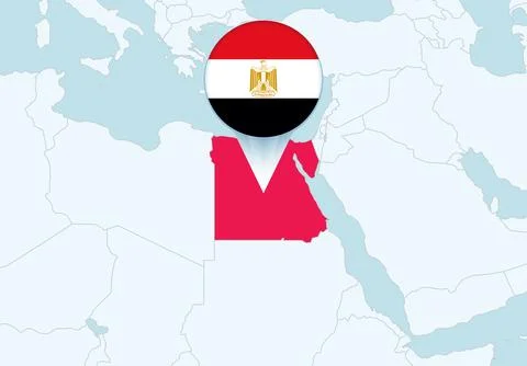 Africa with selected Egypt map and Egypt flag icon. Stock Illustration