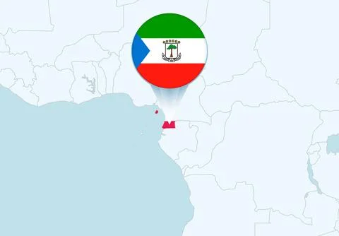 Africa with selected Equatorial Guinea map and Equatorial Guinea flag icon. 스톡 일러스트