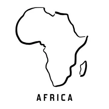 Africa simple map outline - smooth simplified continent shape map vector. Stock Illustration