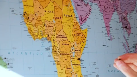Africa Wall Map Pin 스톡 동영상 108741919