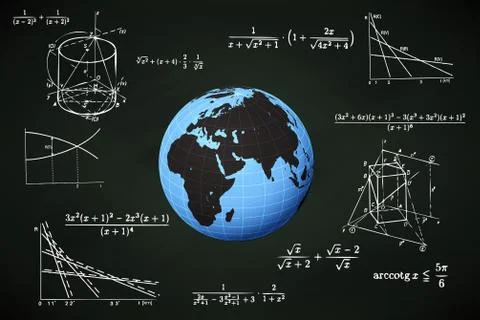 Africa world globe on blackboard with math calculations vector illustration Stock Illustration