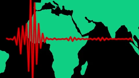 Africa World Map Red Audio Waveform Animation Stock Footage 343932716