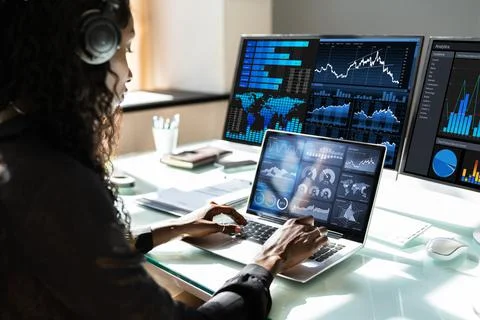 African Advisor Using KPI Dashboard Stock-Fotos