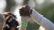 African American And Caucasian Girl Hold Hands Playfully &Amp; Fun In Solidarity Stock Footage