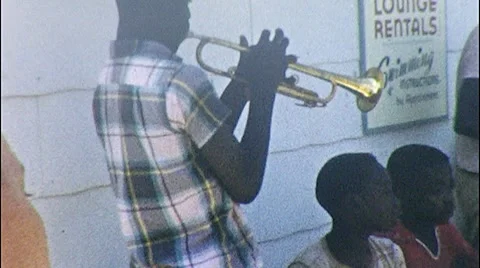 African American Black Men PLAY MUSIC Band 1960s Vintage Film Home Movie 520 Stock Footage