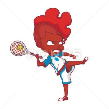 African American boy with mohawk playing tennis Stock Illustration