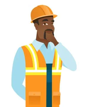 African-american builder thinking. 스톡 일러스트