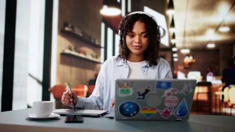 African American Designer Using Laptop Computer Stock Footage 303673228