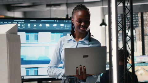 African american developer using modern design software to create a vision Stock Footage 316642913