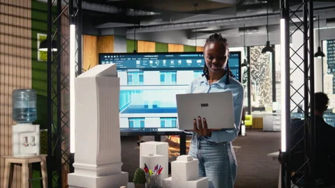 African american developer using modern design software to create a vision Stock Footage 316643788