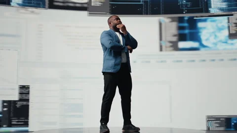 African American engineer analyzing programming language for automation Video stock 312413915