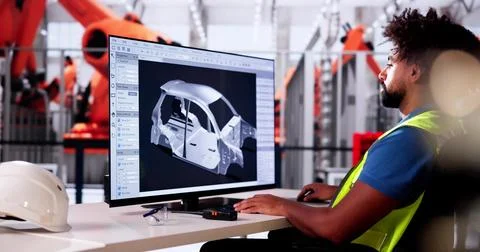 African American Engineer Using Computer Stock Photos
