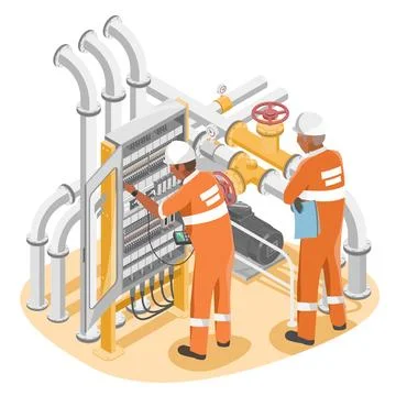 African American Engineer worker plc controller Stock Illustration