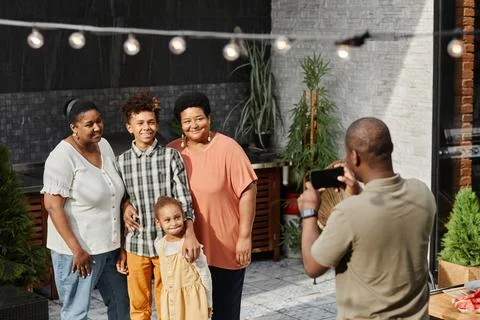 African American Family Taking Photo Stock Photos