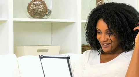 African American Female Social Networking Close Up Stock Footage
