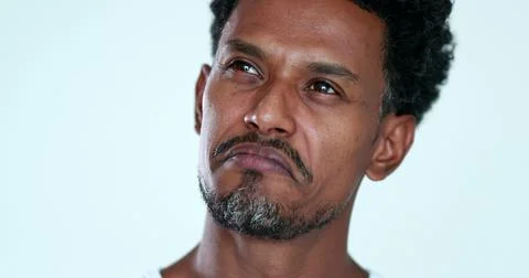 African american finding solution to problem, black person having an eureka i Stock Photos