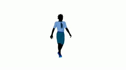 African american girl scout dressed in shorts walking on a white background Stock Footage