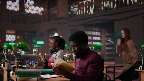 African american guy highlighting essential handwritten class notes Stock Footage 308730562
