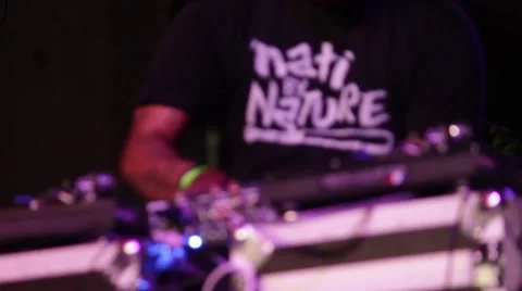 African American Male DJ Spinning Record 1 Stock Footage
