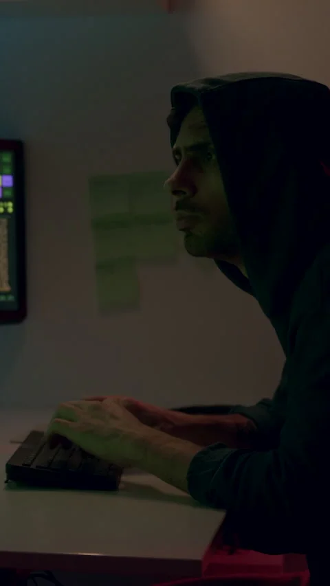 African American man, an artificial intelligence engineer, intensely focused on Stock Footage 323745201