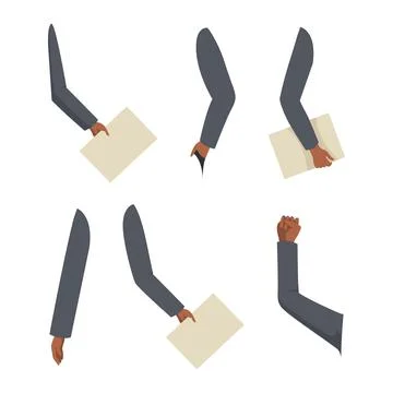 African American man character constructor. Hands with paper document. Body Stock Illustration
