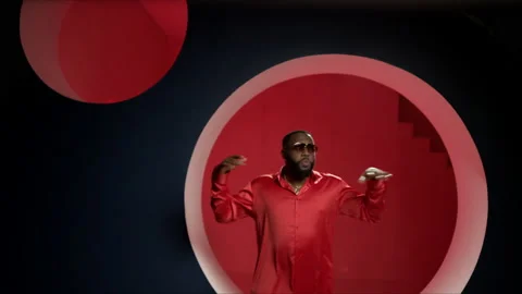 African American man dancing in the studio in a bright image. Portrait of a Stock Footage 144568878