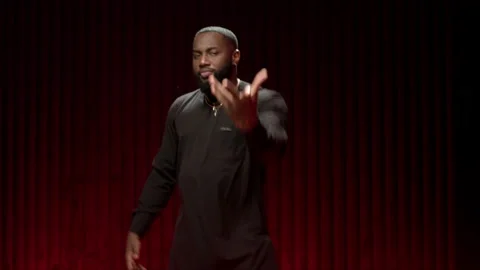 African American man dancing in the studio in a bright image. Portrait of a Stock-Footage 144617269