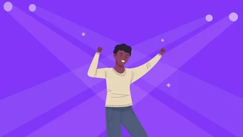 African american man dancing under stage lights in motion graphic animation. Stock Footage 339059503