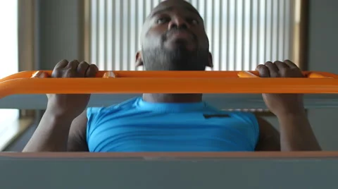 African American Man Exercising, Pull ups Facing camera Video stock 49106094