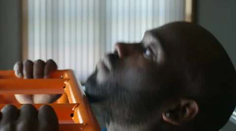 African American Man Exercising, Pull ups Close shot Stock Footage 49106123