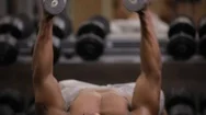 African American Man Pumping Muscles With Dumbbells In Gym Stock Footage