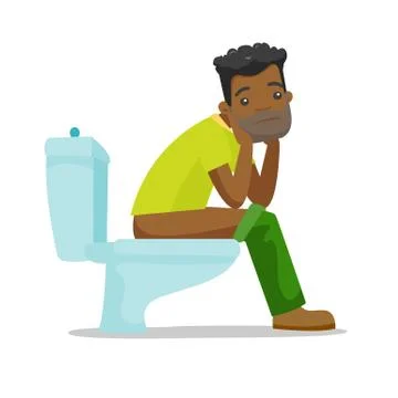 African-american man suffering from constipation. Stock Illustration