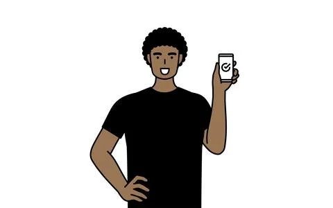 African-American man using a smartphone at work. Stock Illustration