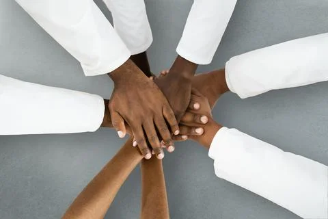 African American Medical Team Hands Stack Stock Photos