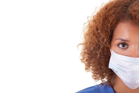 African american nurse holding a mask -  black people Stock Photos