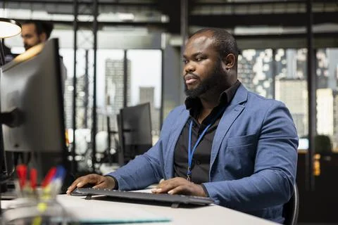 African american office worker developing a new business vision for growth Stock Photos