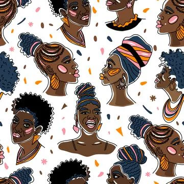 African American pretty girls. Vector Illustration of Black Woman with glossy Stock Illustration